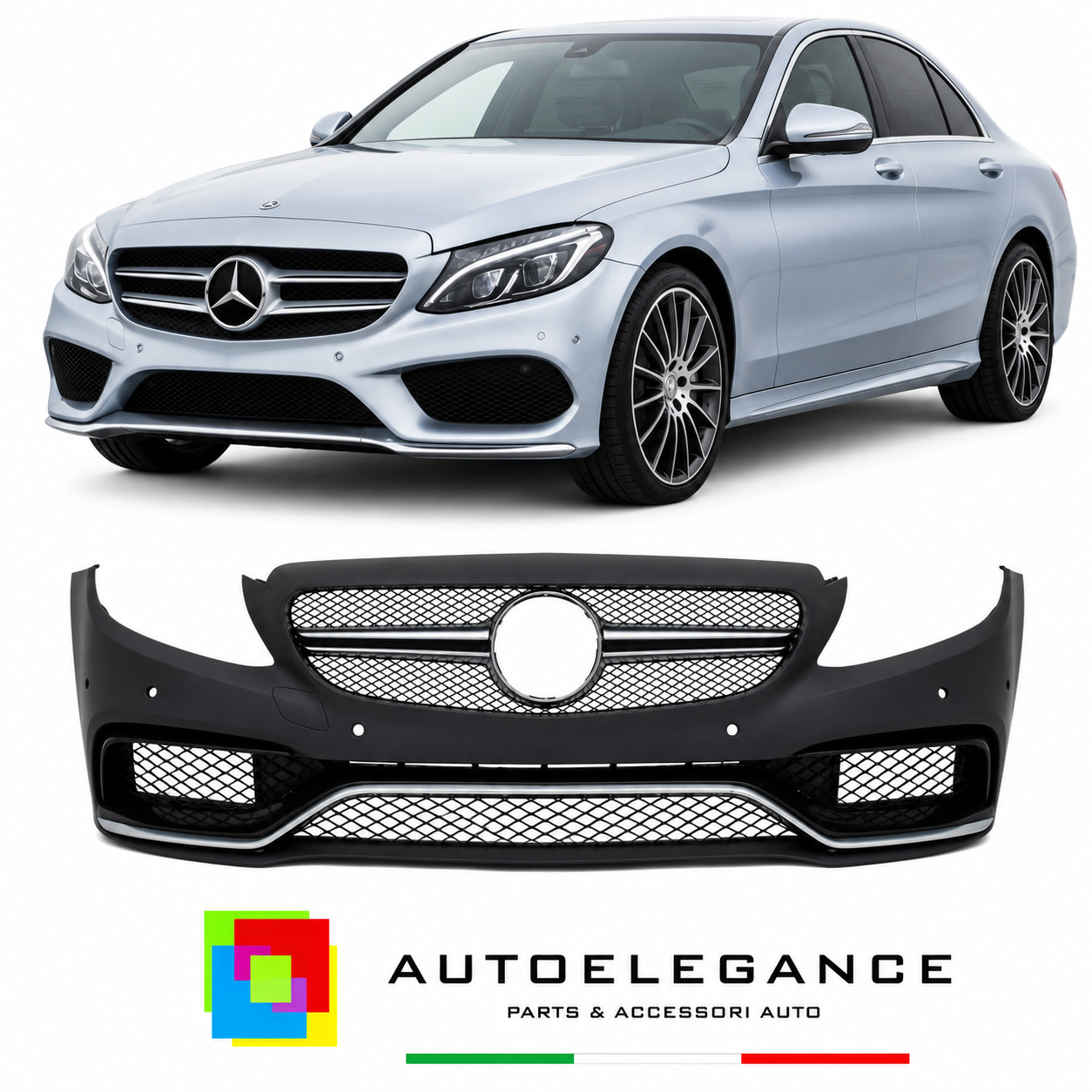 PARAURTI ANTERIORE MERCEDES CLASSE C W205 14-18 LOOK C63 + GRIGLIA