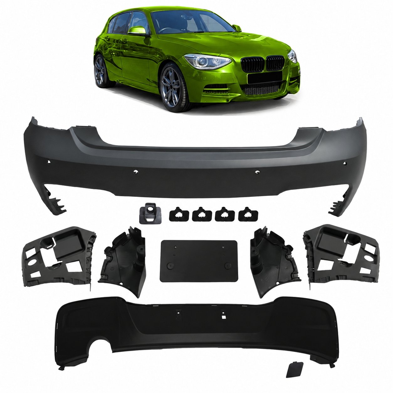 👉Paraurti posteriore con PDC e diffusore adatto per BMW Serie 1 F20 F21 11-15👈