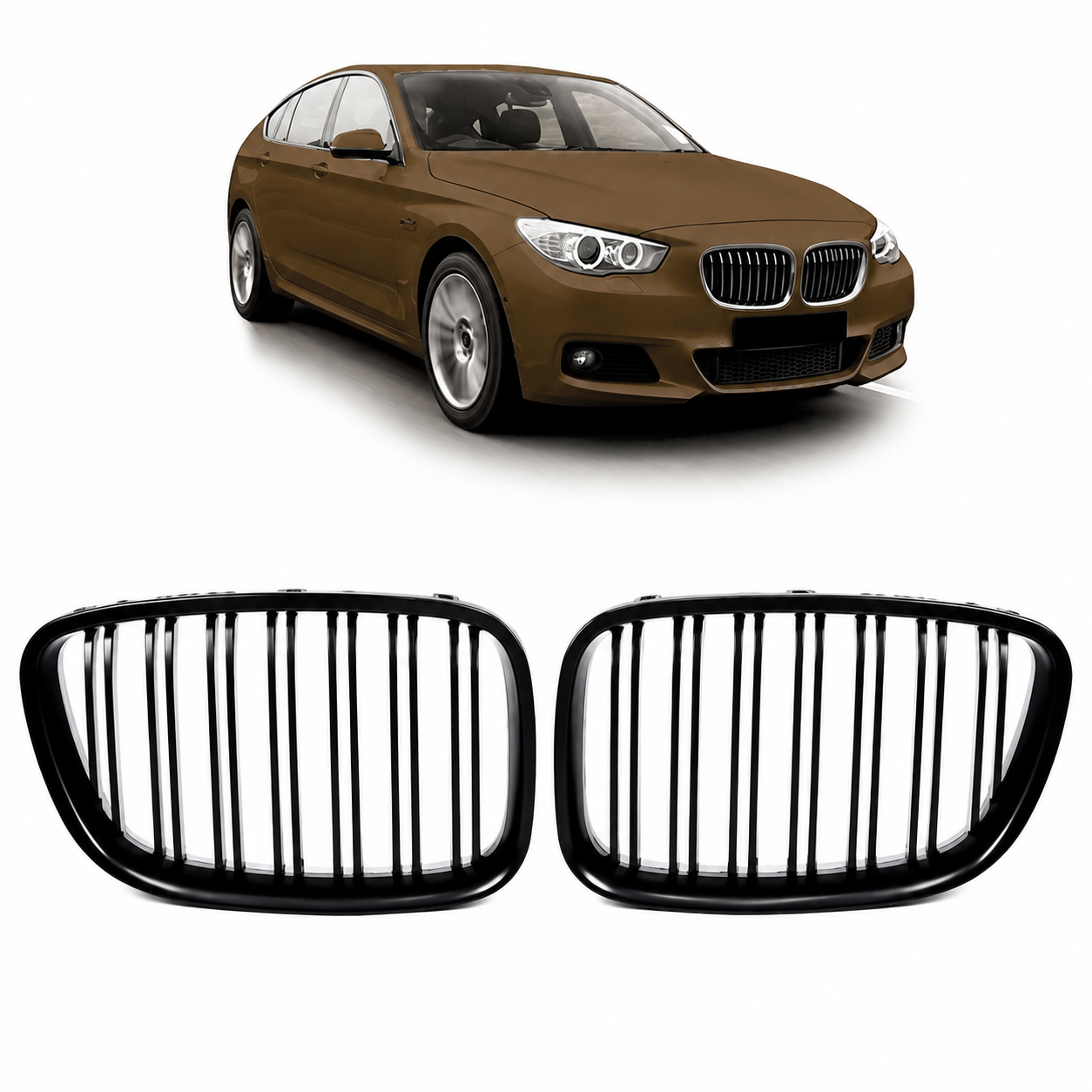 👉Griglia a doppia linea opaca nera adatta per BMW Serie 5 GT F07 2013-2017👈