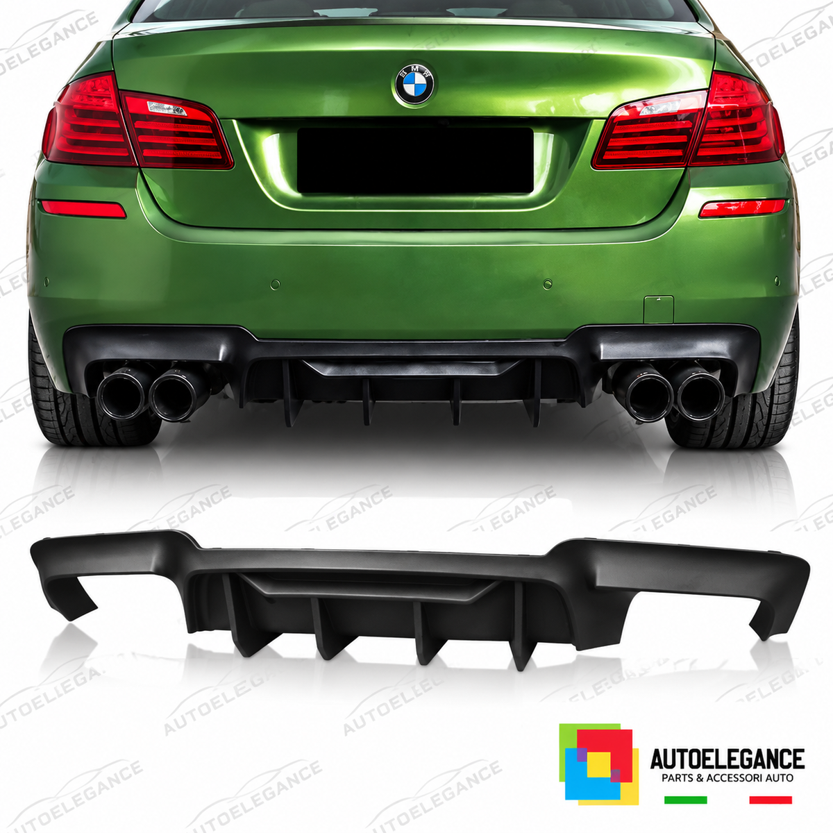 DIFFUSORE ADATTO PER BMW F10 LOOK COMPETITION NERO OPACO