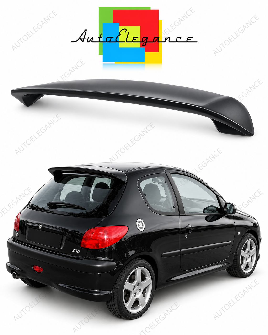 👉Spoiler Tetto Posteriore Adatto per Peugeot 206 PU Grezzo Non Verniciato👈