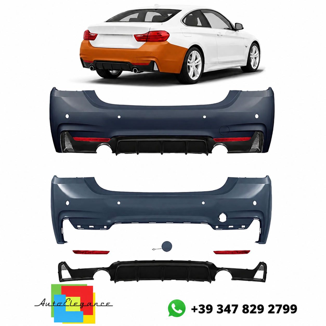 👉Paraurti posteriore con diffusore adatto per BMW Serie 4 F32 F33 2013-2020👈