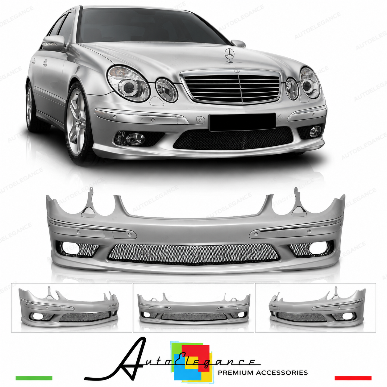PARAURTI ANTERIORE MERCEDES W211 02-06 PDC LOOK AMG