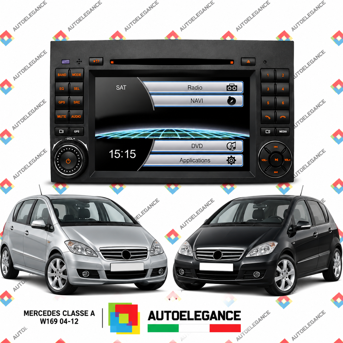 RADIO NAVIGATORE 7" ADATTO PER MERCEDES CLASSE A USB GPS TOUCH HD