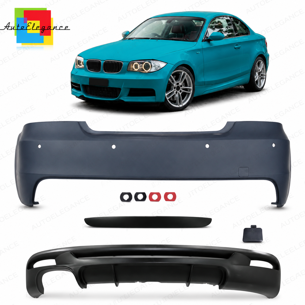👉Paraurti posteriore con diffusore PDC adatto per BMW Serie 1 E82 E88 07-13👈