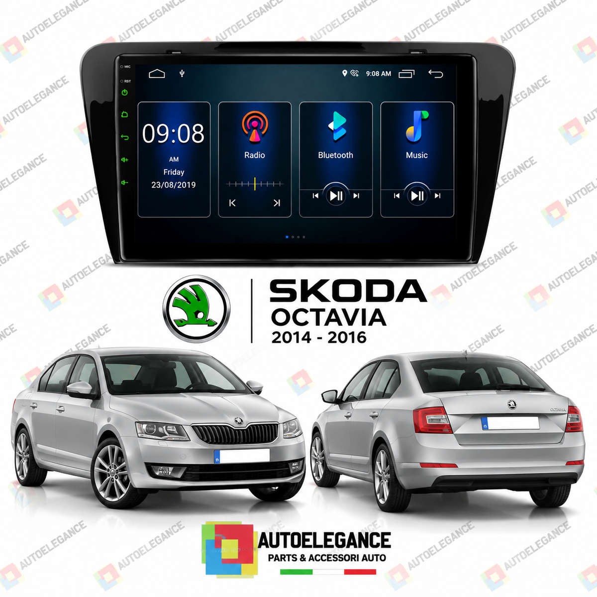 RADIO GPS ANDROID 10 ADATTO PER PER SKODA OCTAVIA 14-16