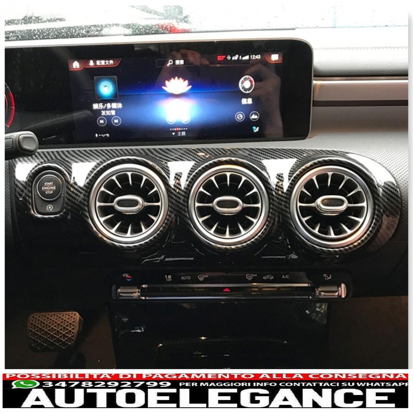 Interior decoration console panel air conditioning dashboard and headlight switch car carbon film frame trim fit for mercedes a class w177 v177 (2018-up) left hand drive