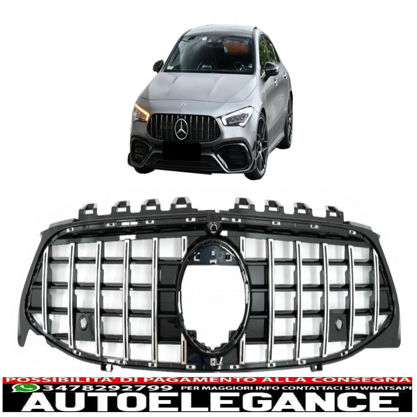 front grille suitable for mercedes cla x118 c118 (2019-up) gt-r design panamericana chrome