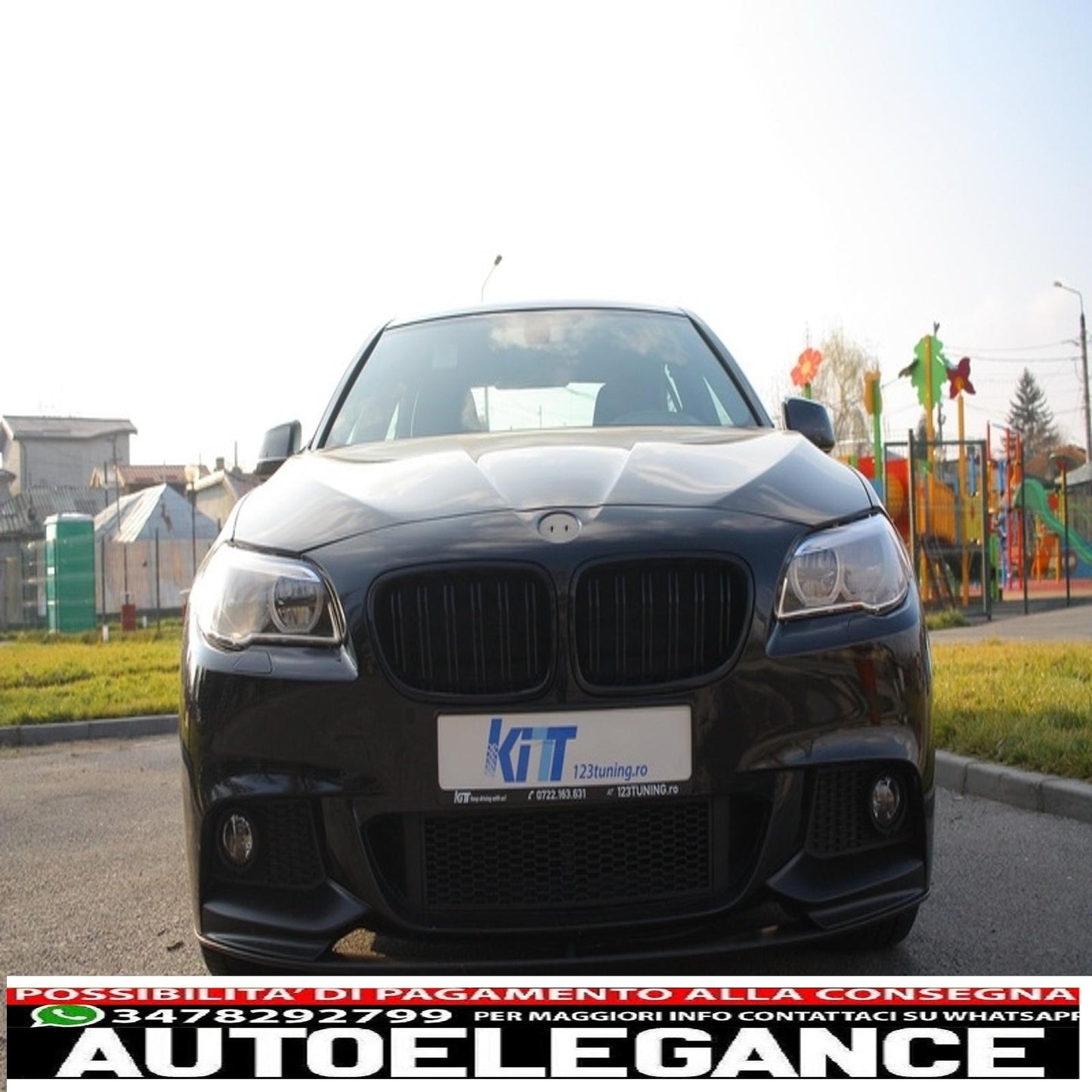 pacchetto diffusore d'aria e spoiler paraurti anteriore adatto per BMW F10 F11 Serie 5 (2011-2017) design M-Performance