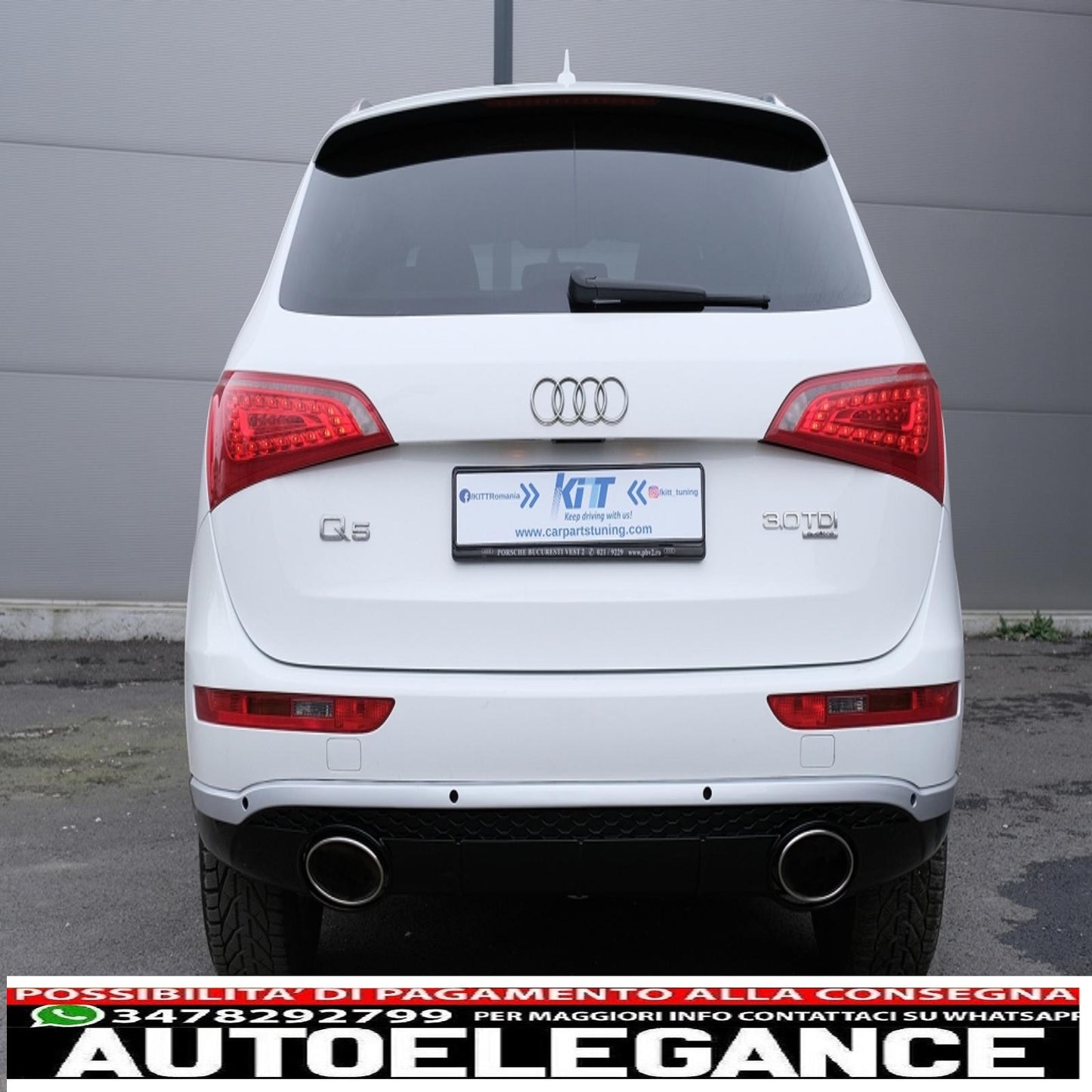 diffusore paraurti posteriore adatto per audi q5 8r (11.2008-2016) pianoforte nero cromato inserto design s-line