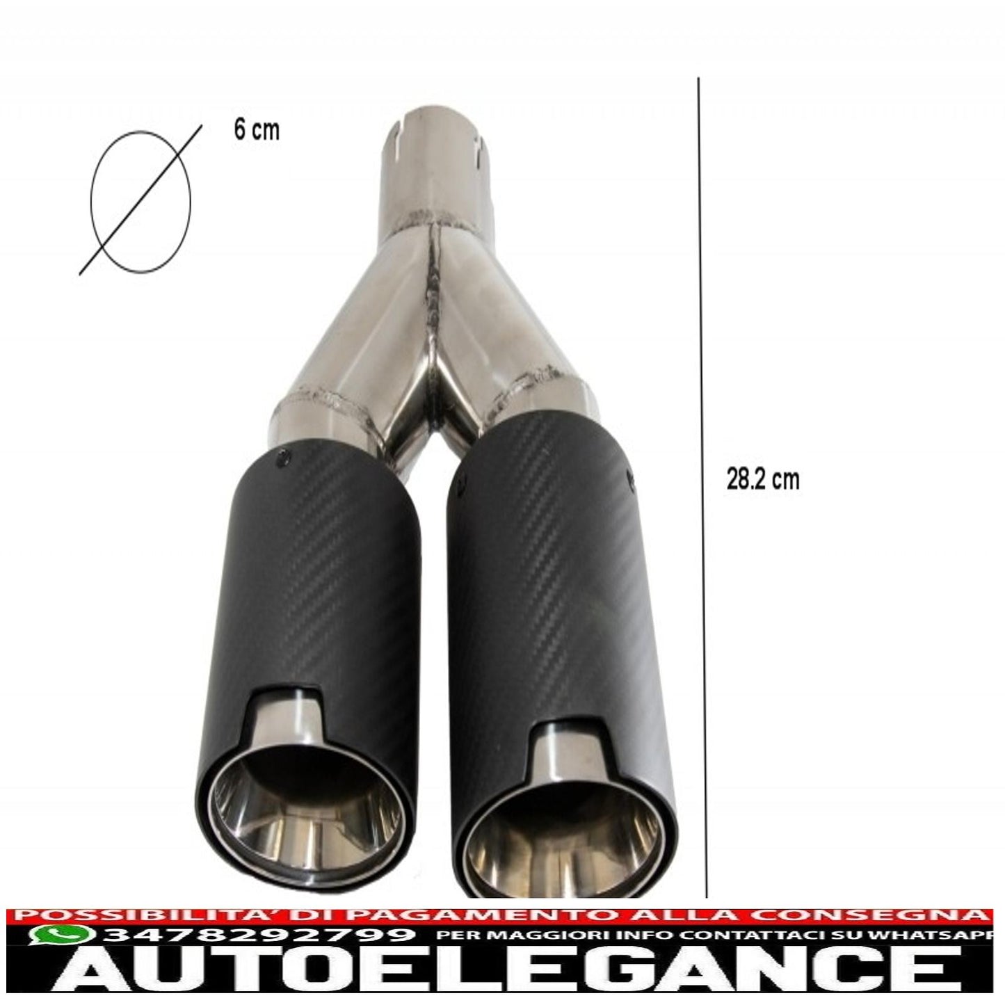 Diffusore paraurti posteriore con terminali di scarico doppi in carbonio da 6,8 cm/2,67 pollici, adatto per BMW Serie 5 G30 G31 (2017-up) M5 Design Piano Black