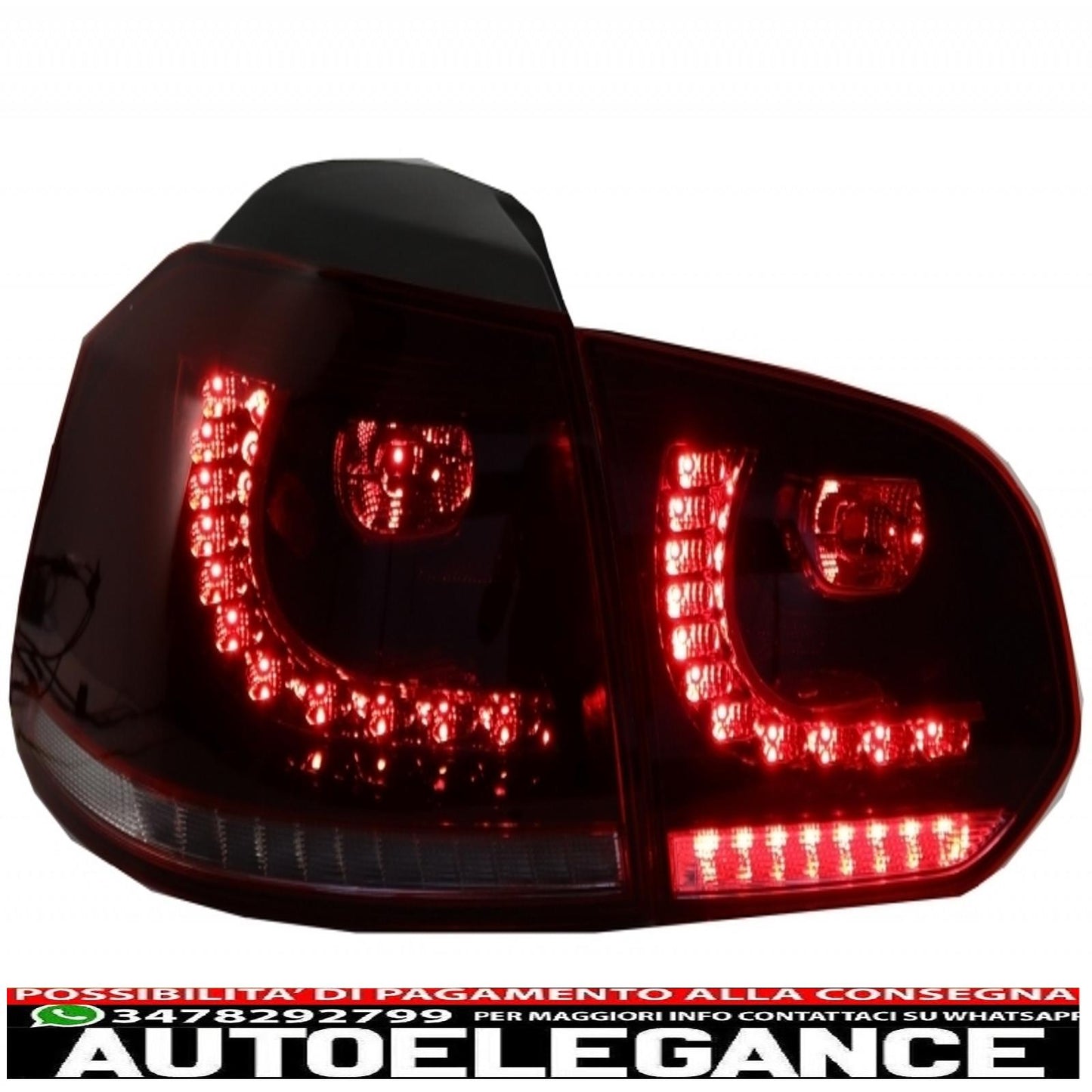rear bumper suitable for vw golf 6 vi (2008-2012) with full led rear lights dynamic sequential cornering lights gti design