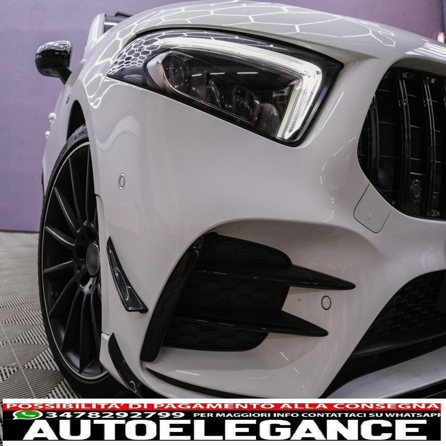 Alette paraurti anteriori alette laterali flac adatte per mercedes a class w177 v177 (04.2018-) a35 design black edition AUTOELEGANCERICAMBI