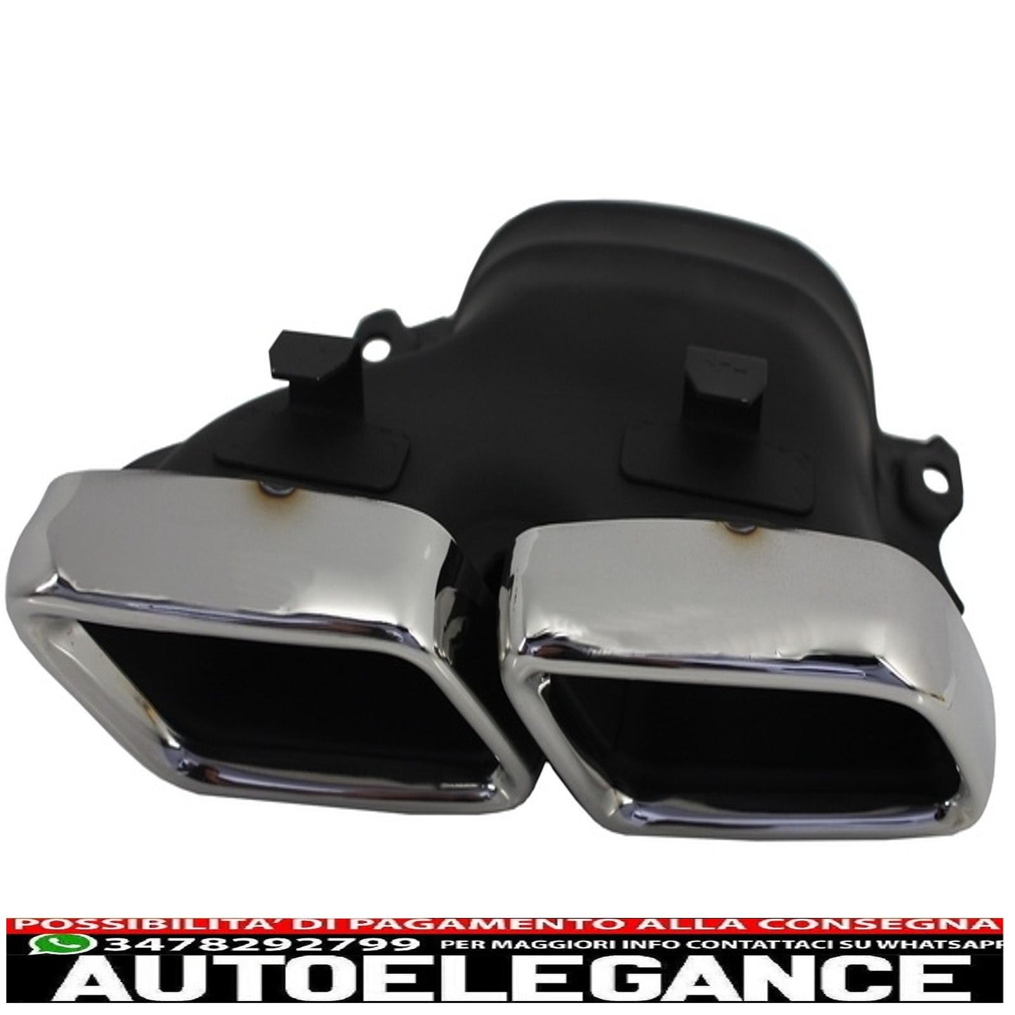 Rear bumper diffuser with exhaust tips suitable for mercedes c class w205 s205 (2014-2018) c63 shadow look black and chrome for standard bumper