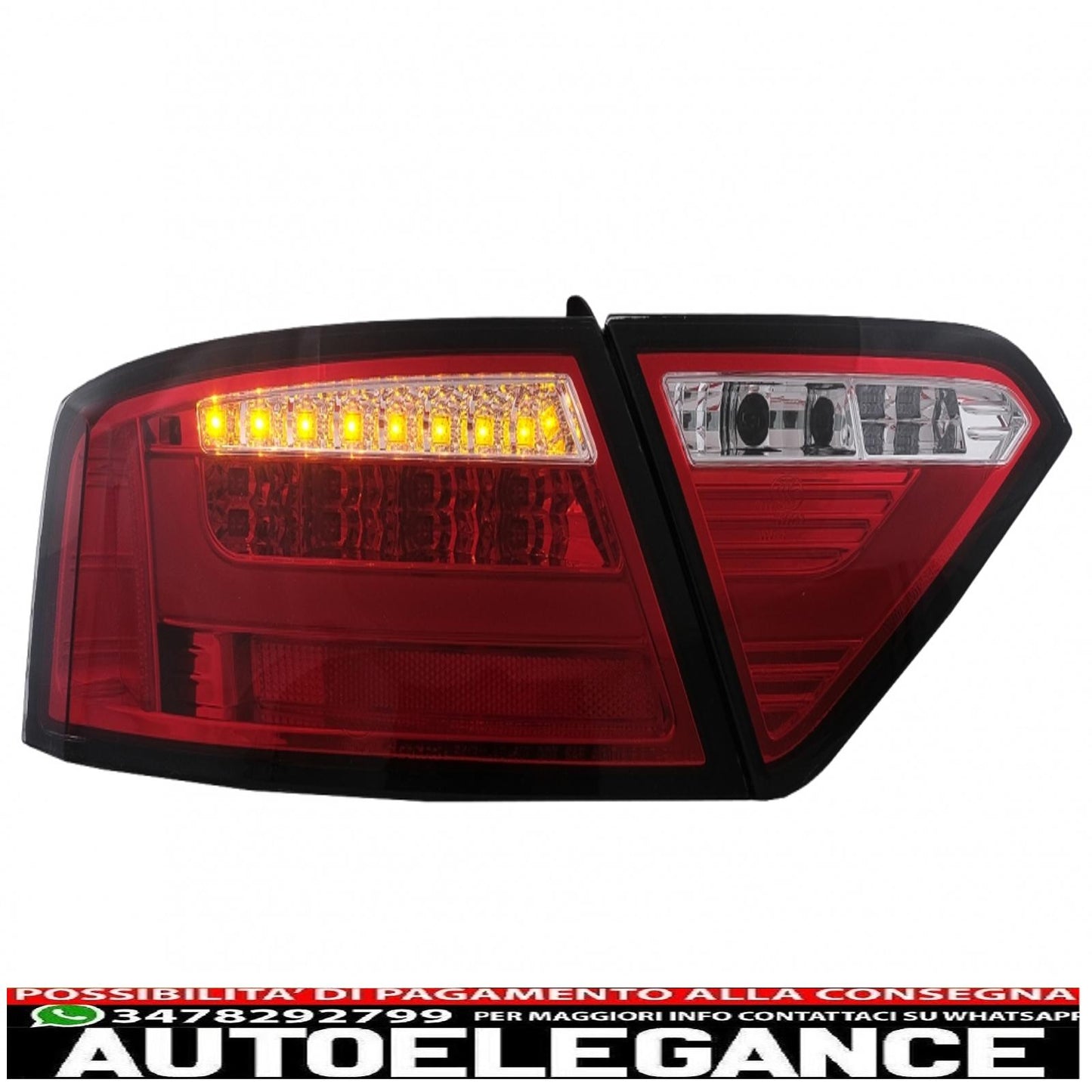 led rear lights suitable for audi a5 8t coupe cabrio sportback (2007-2009) transparent red