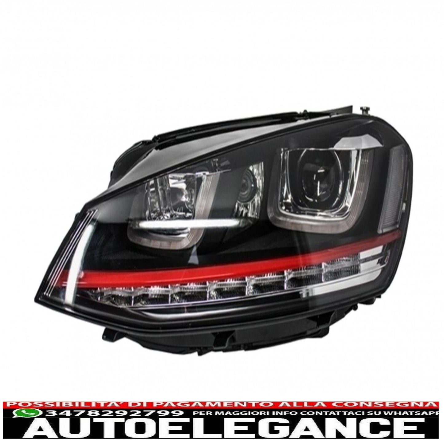 montaggio fari 3d led dinamico flusso sequenziale indicatore di direzione destra con griglia adatto per vw golf 7 vii (2012-2017) rosso r20 gti look
