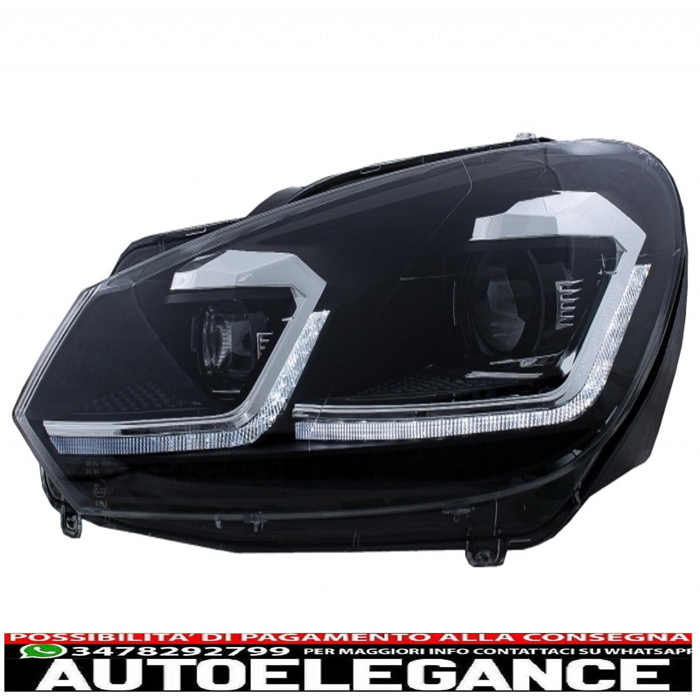 front bumper with led headlights dynamic sequential cornering lights suitable for vw golf vi 6 mk6 (2008-2013) r20 design with pdc