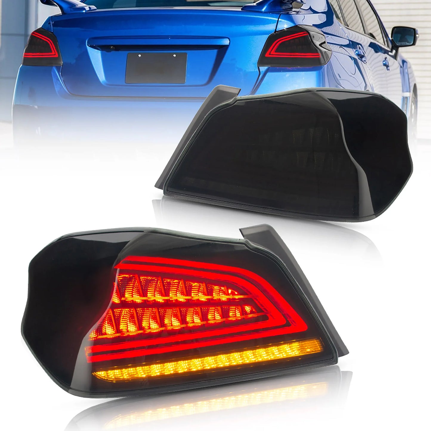Fanali posteriori Full LED Subaru Wrx 2015-2019 ABS, PMMA, materiale VETRO