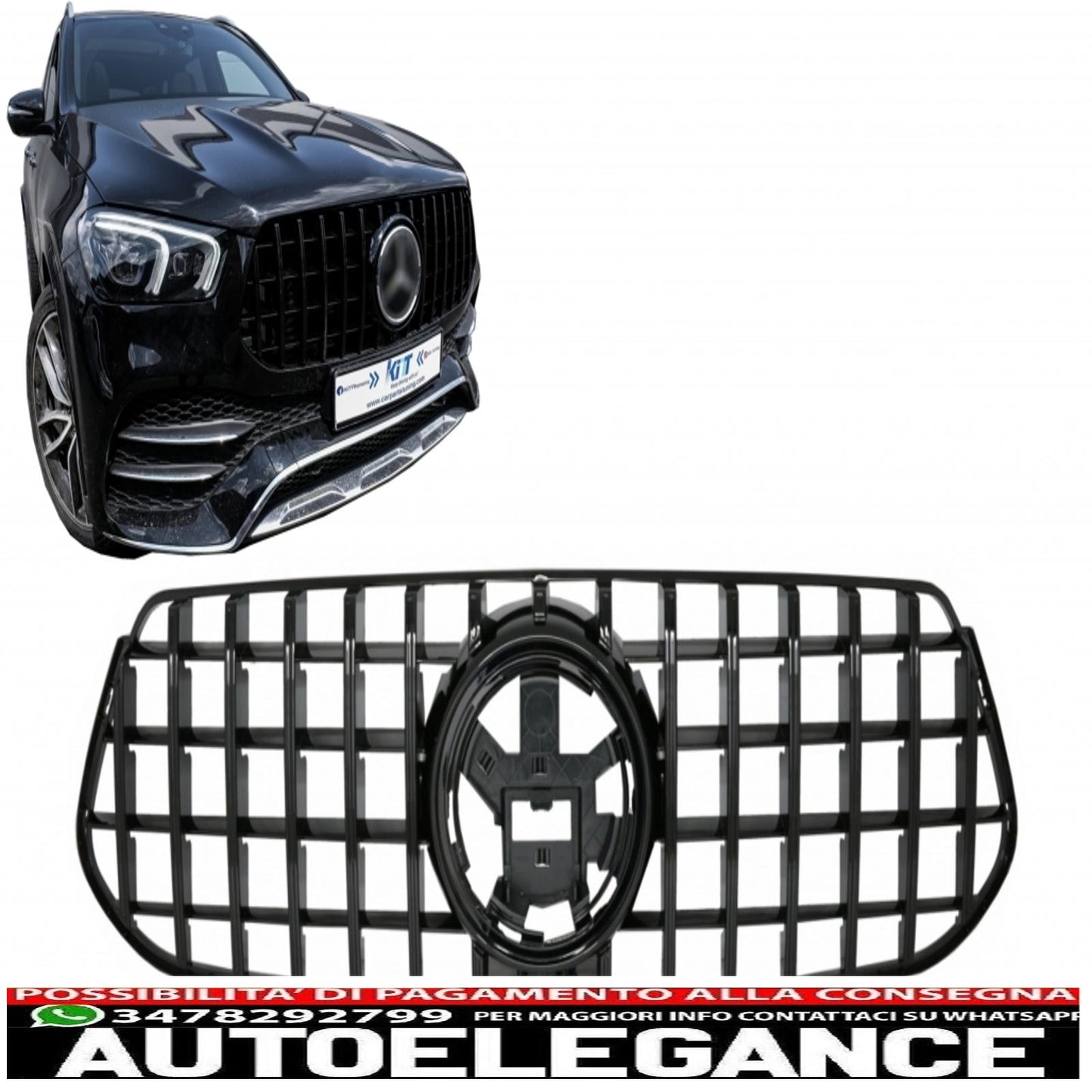 Front center grille suitable for mercedes gle suv w167 v167 gle coupe c167 sports package (2019-up) gtr design panamericana all black