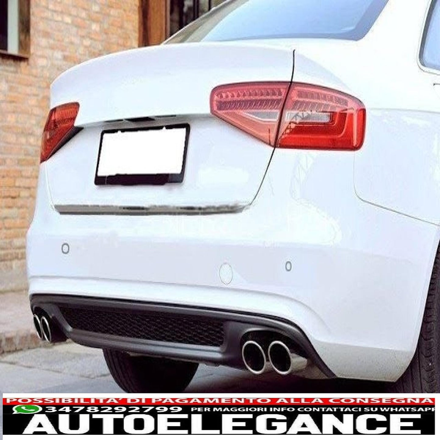 Diffusore d'aria con mantovana per paraurti posteriore adatto per audi a4 b8 facelift limousine avant (2012-2015) solo design s-line paraurti standard