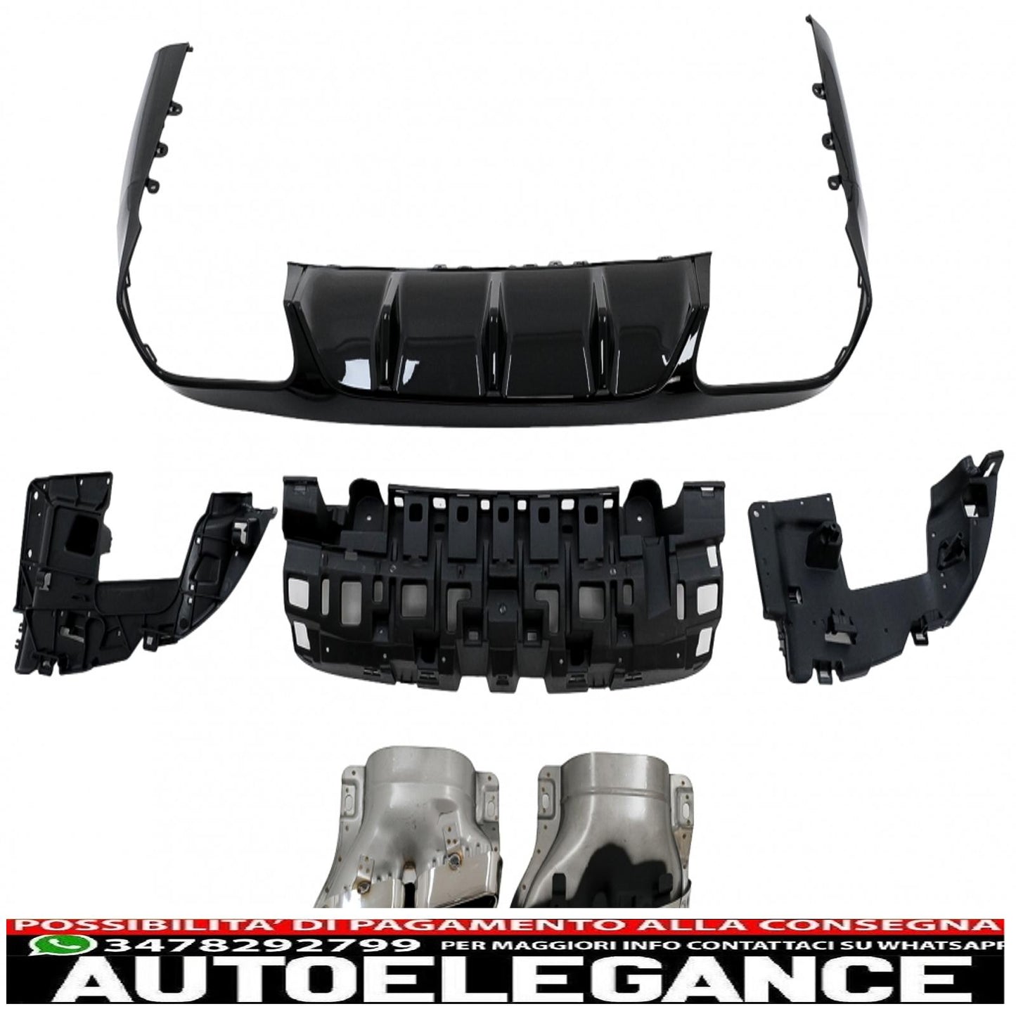 rear diffuser with exhaust tips suitable for mercedes e class c238 a238 amg sport line coupe cabrio (2016-2019) e63 design chrome edition