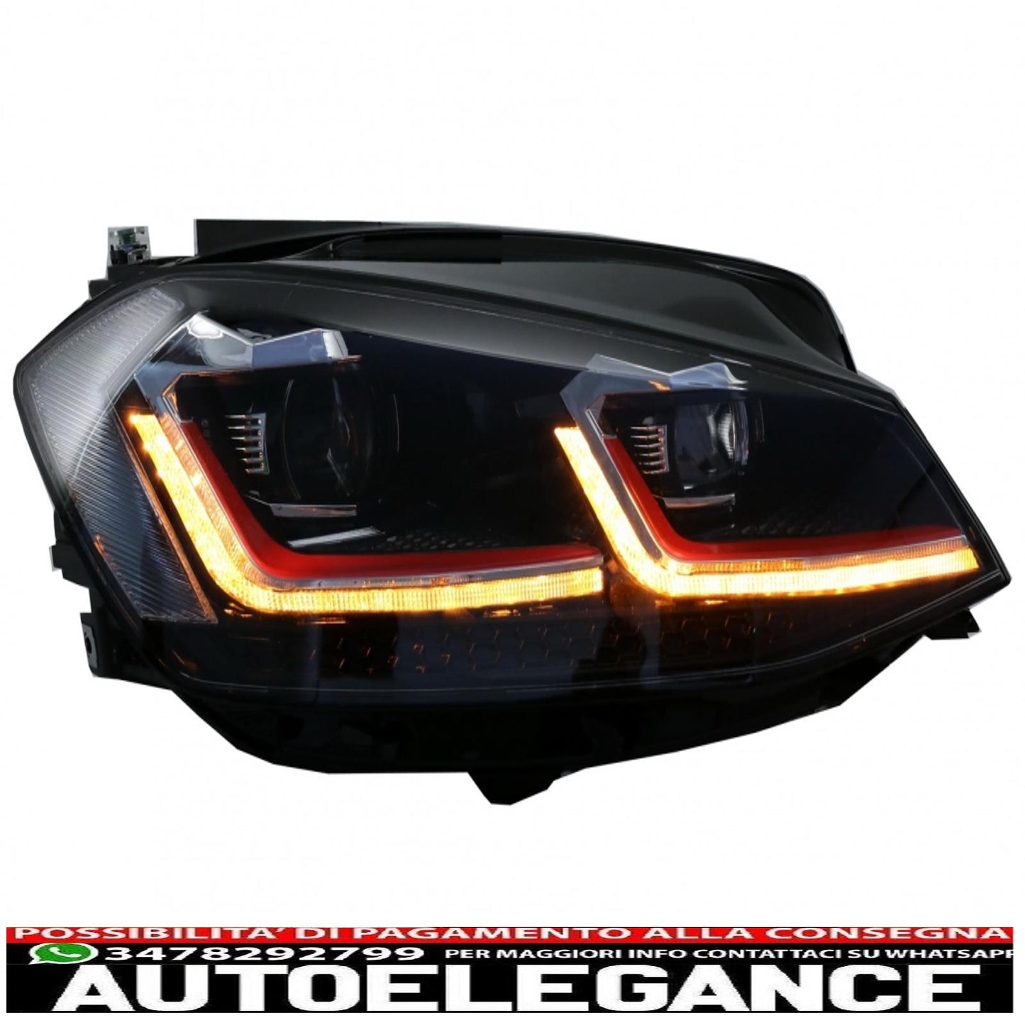 LED headlights suitable for vw golf 7.5 vii (2017-up) gti look with sequential dynamic cornering lights