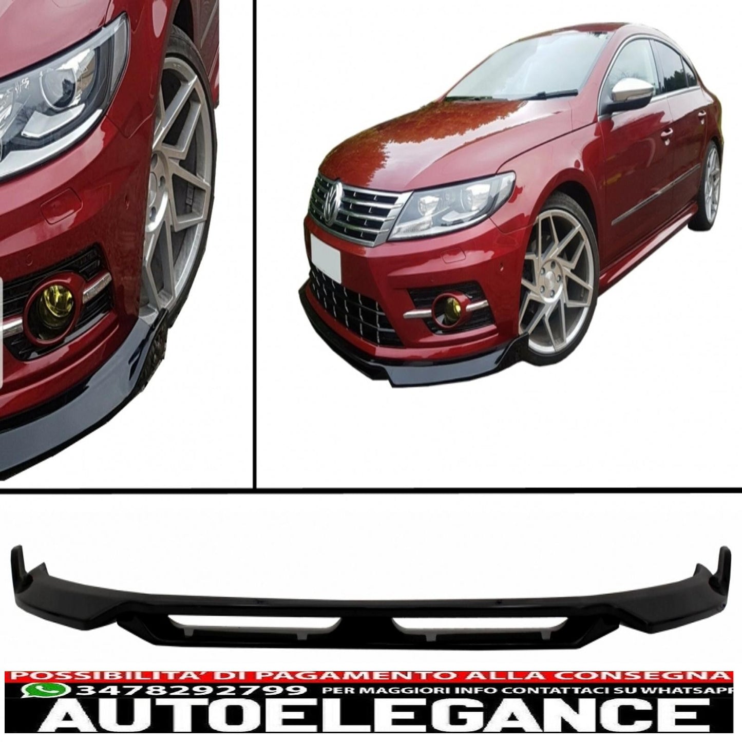 Front bumper lip extension spoiler suitable for vw passat cc restyling (2012-2016) r-line design
