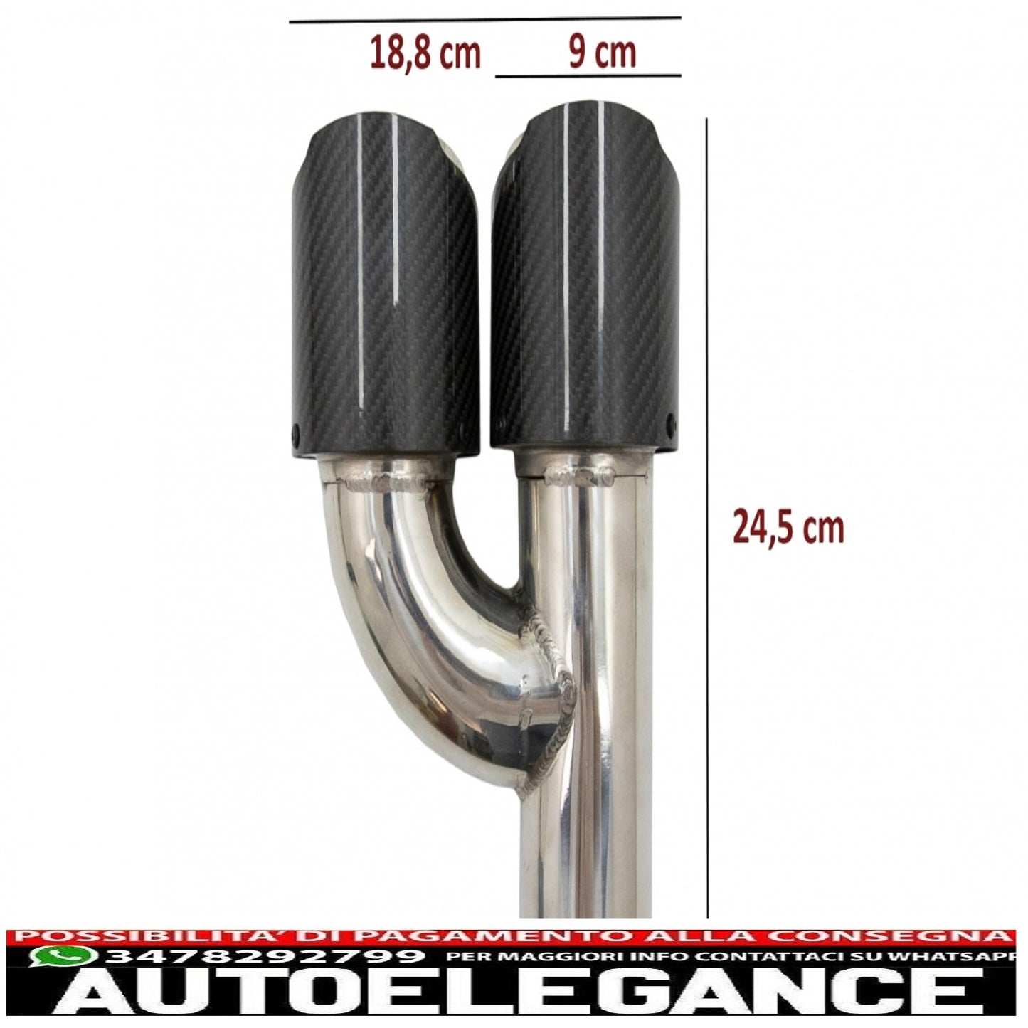 Terminali di scarico in fibra di carbonio effetto lucido, ingresso 6,3 cm