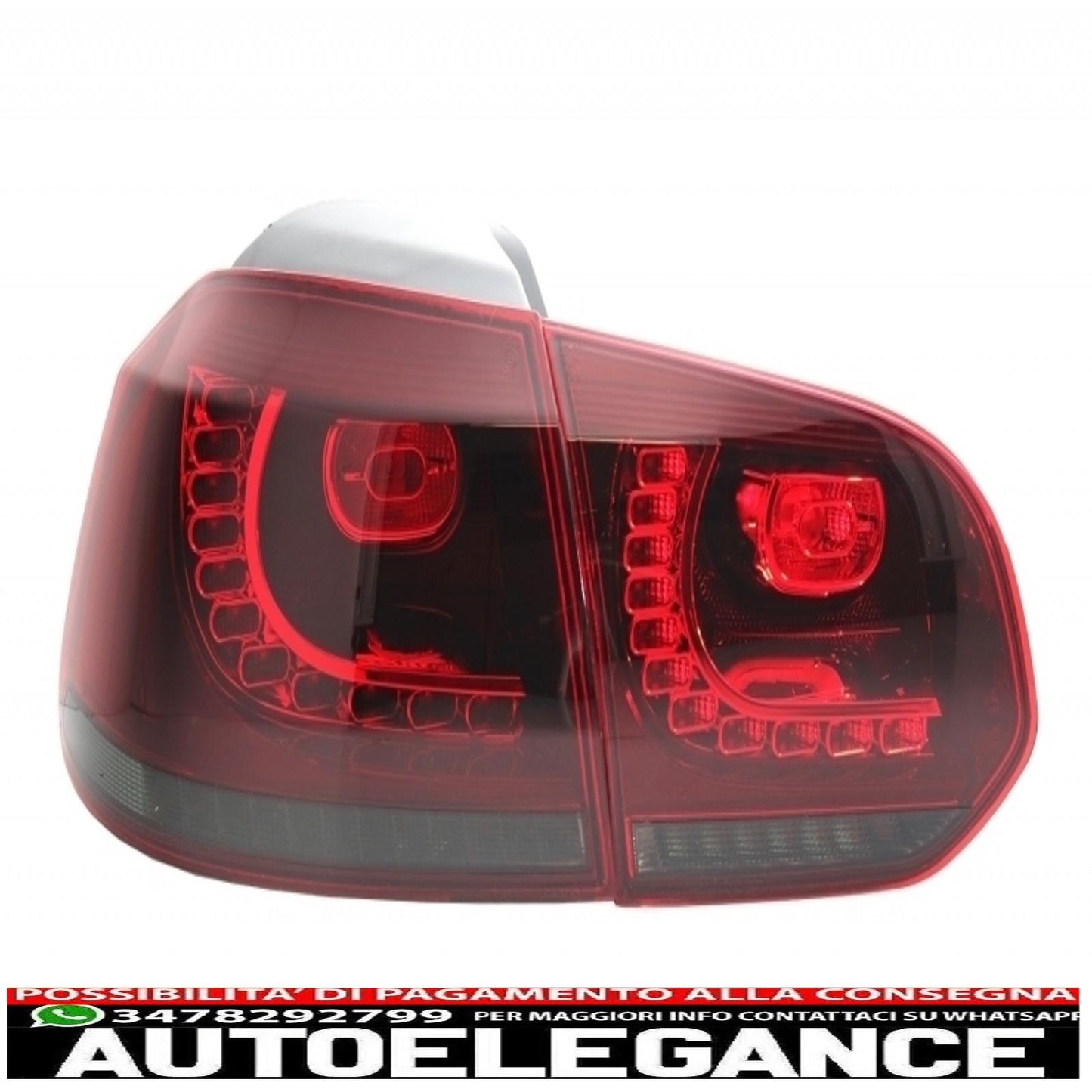 paraurti posteriore con impianto di scarico adatto per vw golf vi (2008-2013) minigonne laterali e fanali posteriori full led indicatore di direzione statico rosso fumo design r20