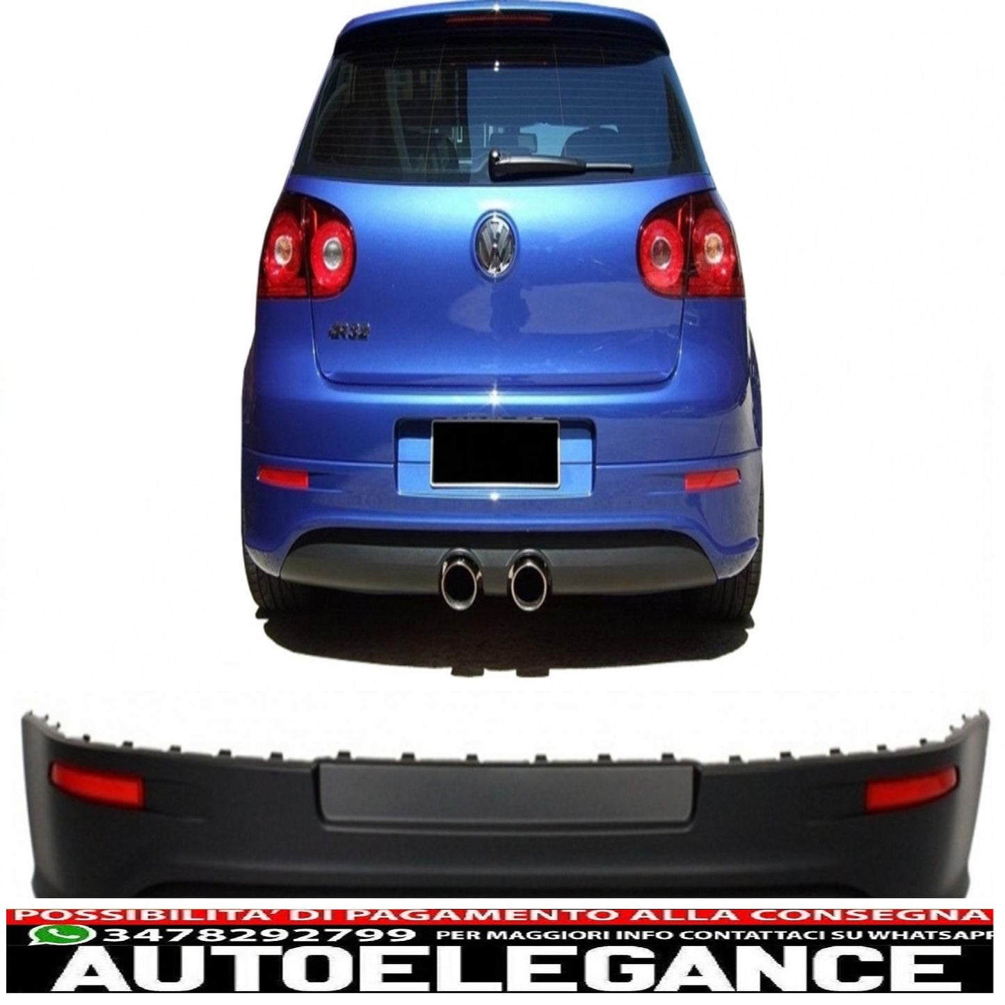 Rear bumper valance extension suitable for vw golf v 5 (2003-2007) look r32