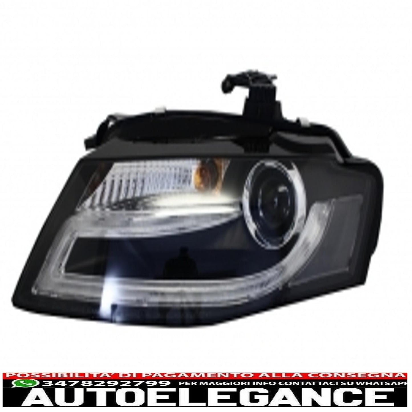 front grille without badge with fog lamp covers and led drl headlights suitable for audi a4 b8 8k (2008-2011) rs design piano black