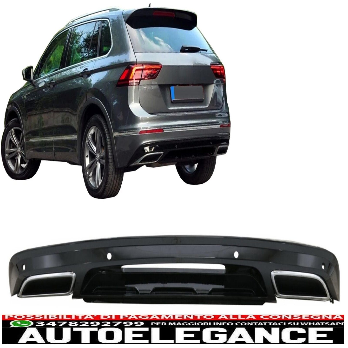 Bumper diffuser for VW Tiguan II Mk2 AD BW 16-05.20 R-Line Look