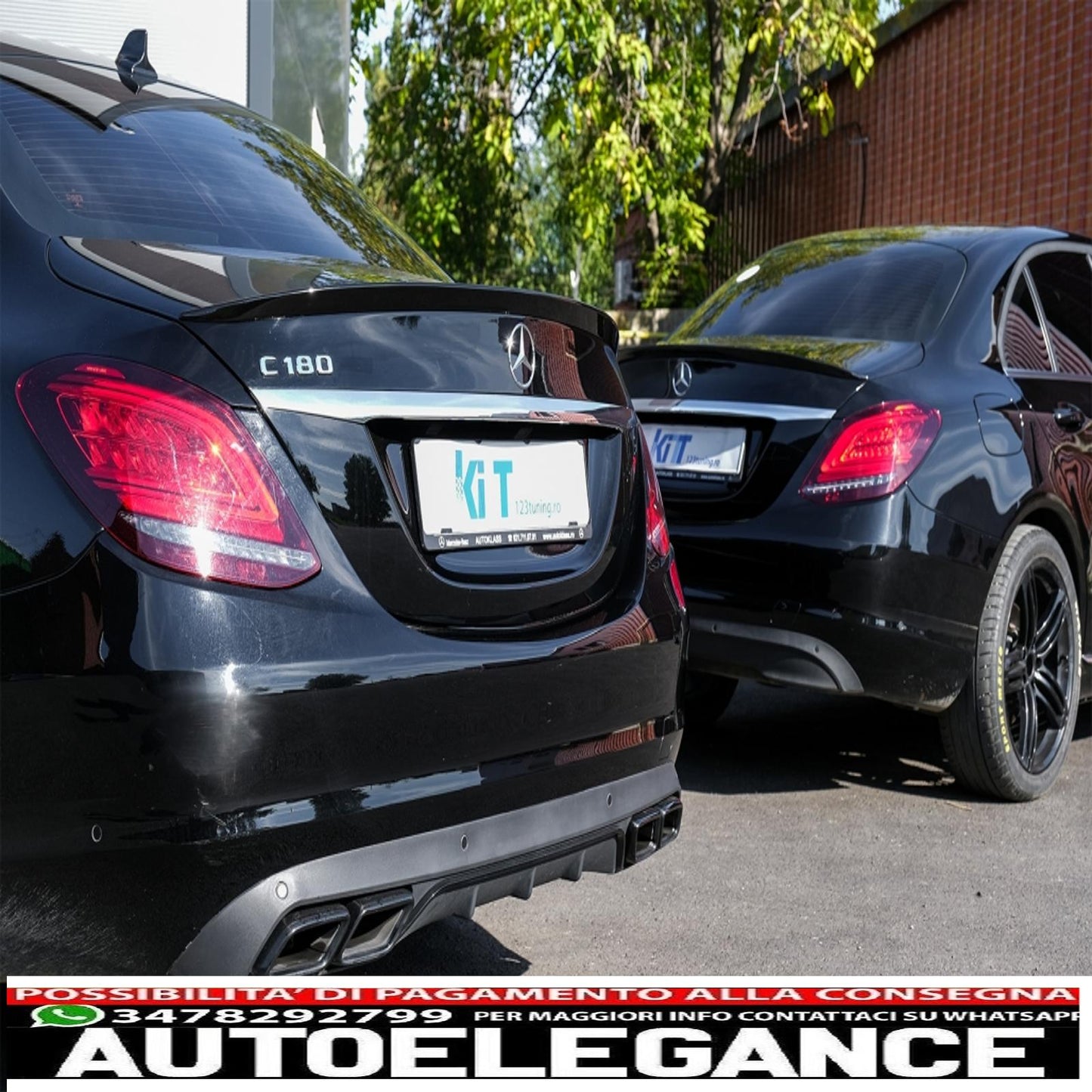 trunk spoiler suitable for mercedes c-class w205 (2014-2020) glossy black