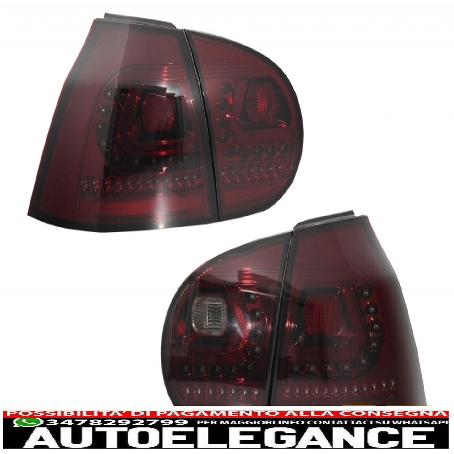 estensione paraurti posteriore impianto di scarico completo adatto per vw golf v (2003-2008) con fanali posteriori a led rosso dinamico/fumé e minigonne laterali look gti r32
