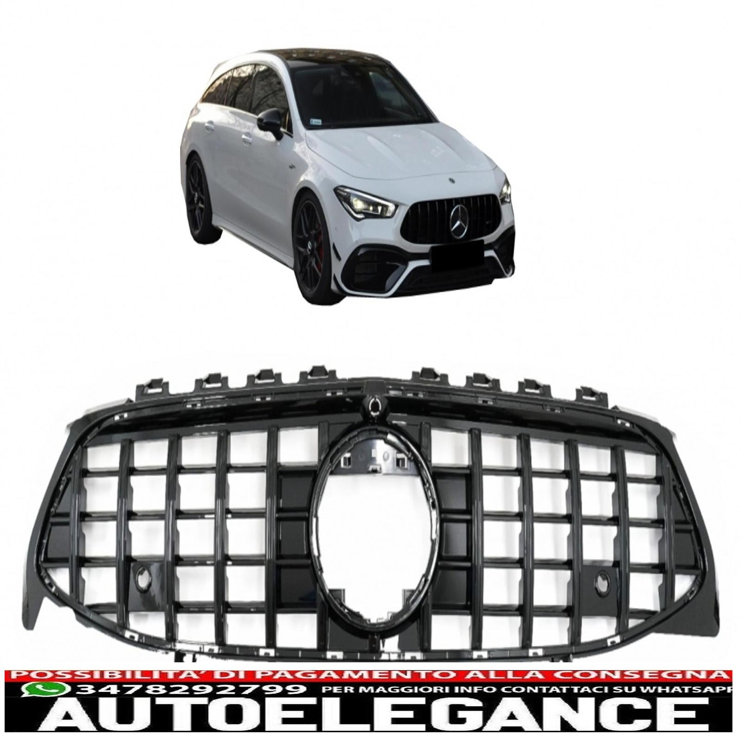front grille suitable for mercedes cla x118 c118 (2019-up) gt-r panamericana design piano black