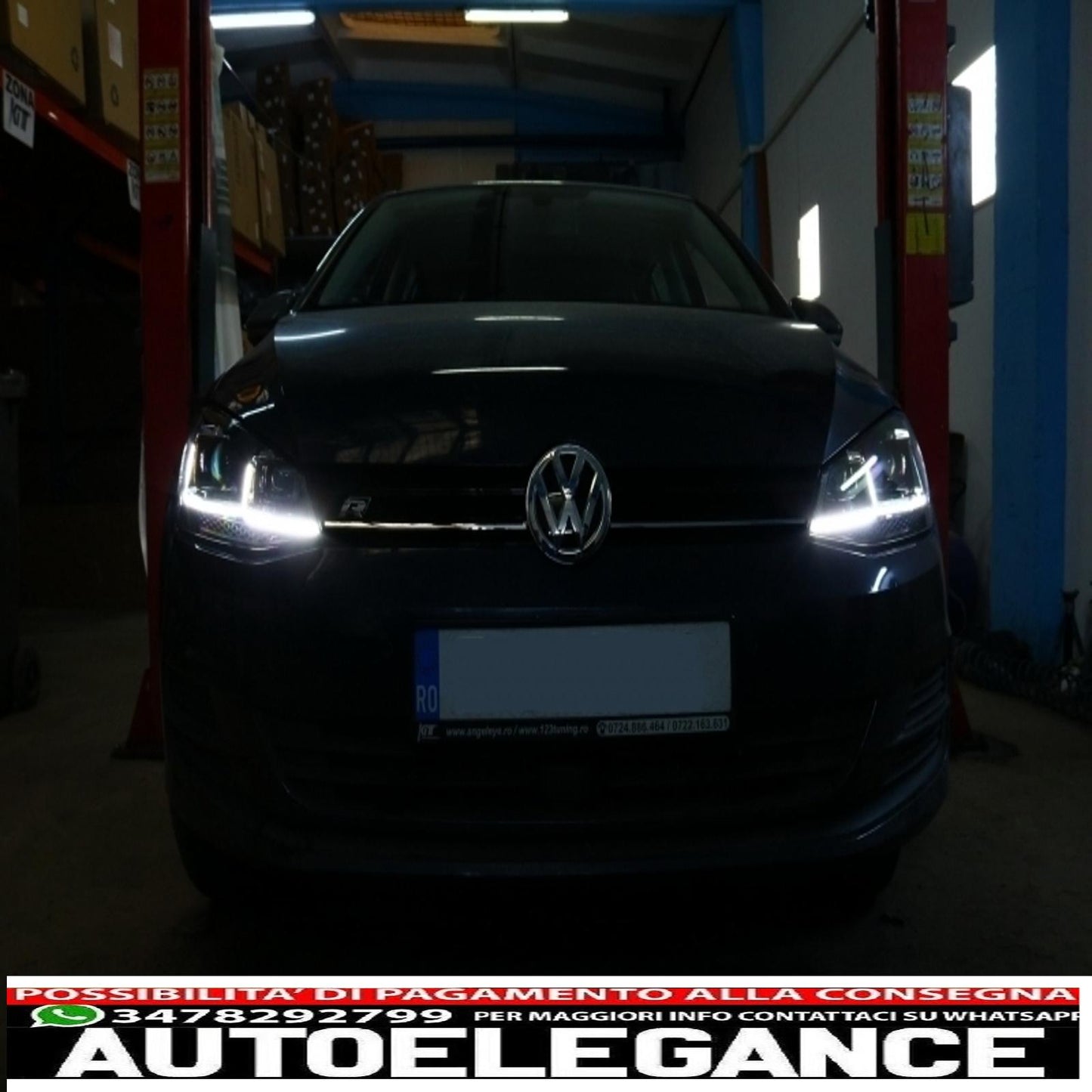 front bumper with right led headlights dynamic sequential direction indicators suitable for vw golf vii 7 (2013-2017) r-line look