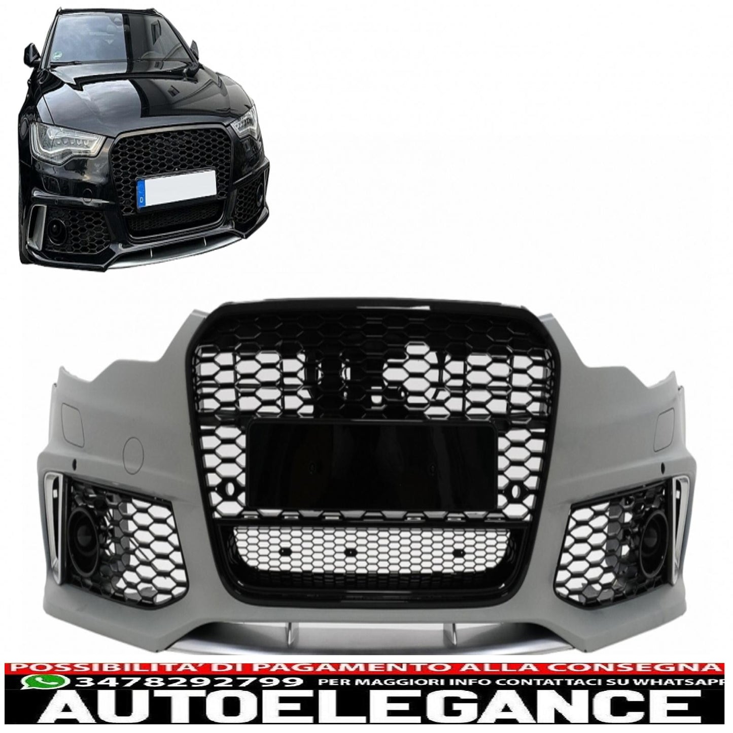 front bumper with central grille suitable for audi a6 c7 4g (2011-2015) rs6 design