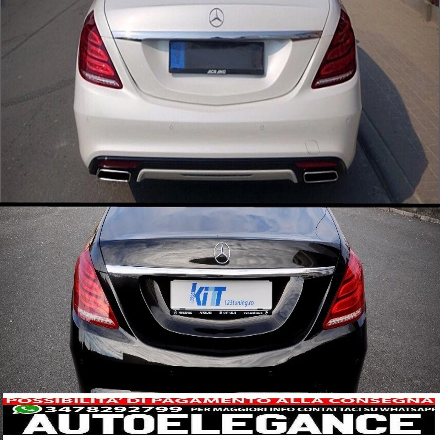 Air Diffuser Exhaust Muffler Tips Fit For Mercedes S Class W222 Sport Line Package (2013-06.2017) S65 Design