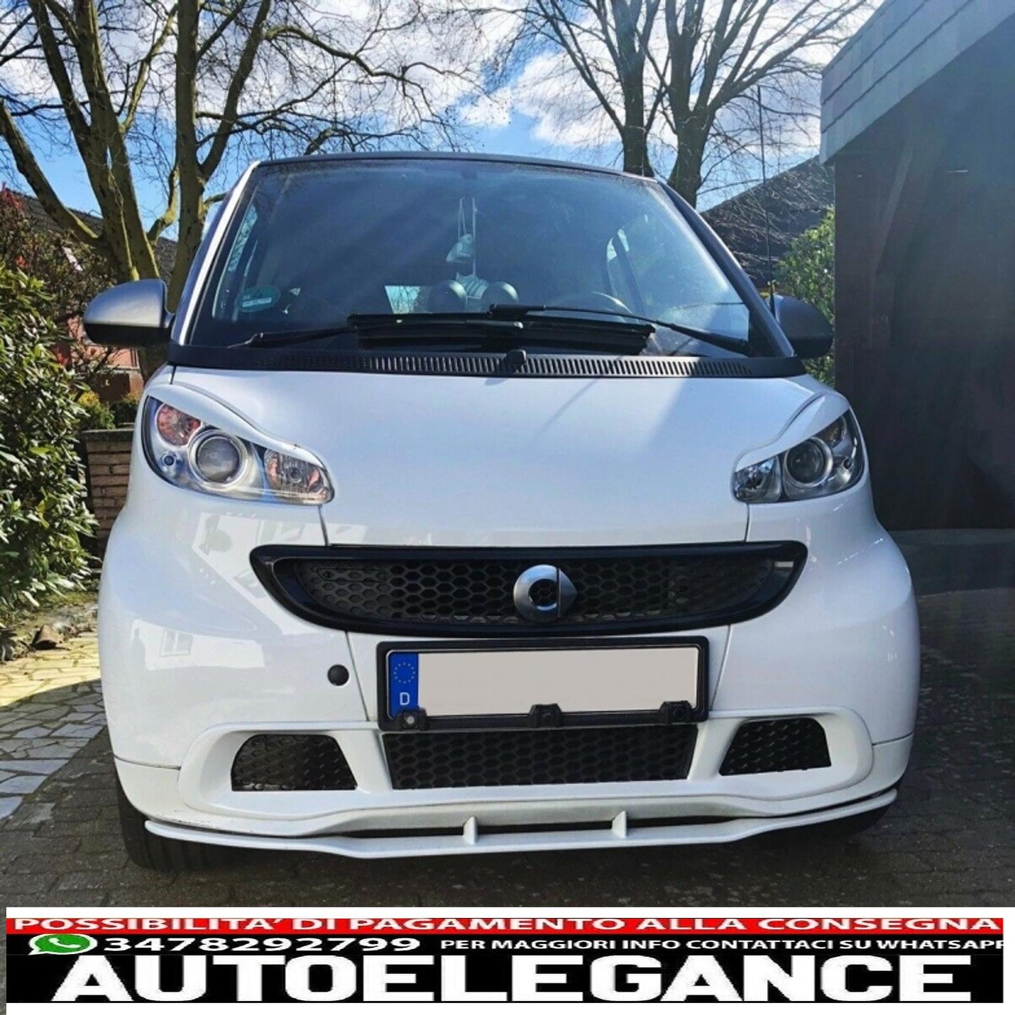 Labbro spoiler paraurti anteriore con diffusore d'aria adatto per smart fortwo 451 (2007-2014) e minigonne laterali aggiuntive