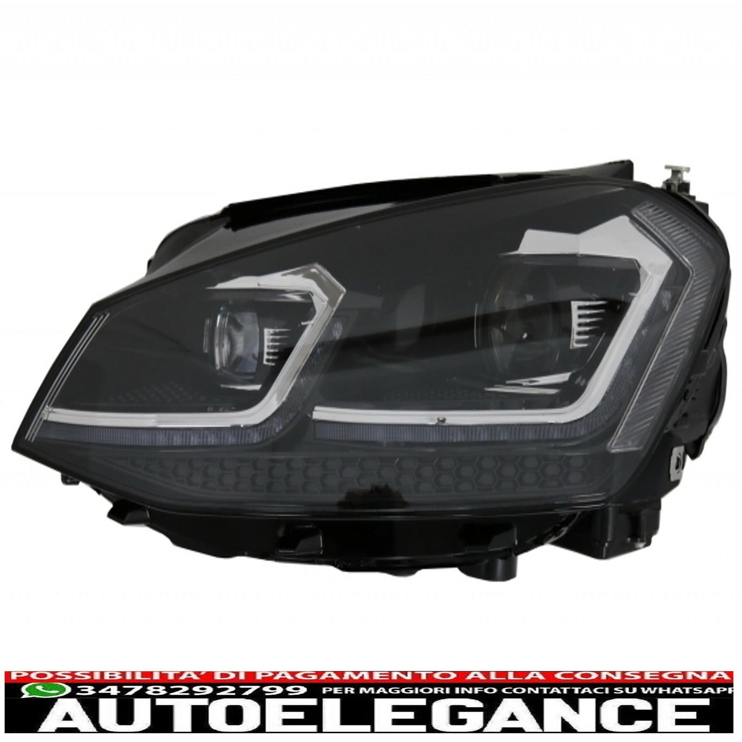 LED headlights dynamic cornering lights look g7.5 with central grille suitable for vw golf 7 vii (2012-2017) r-line design chrome