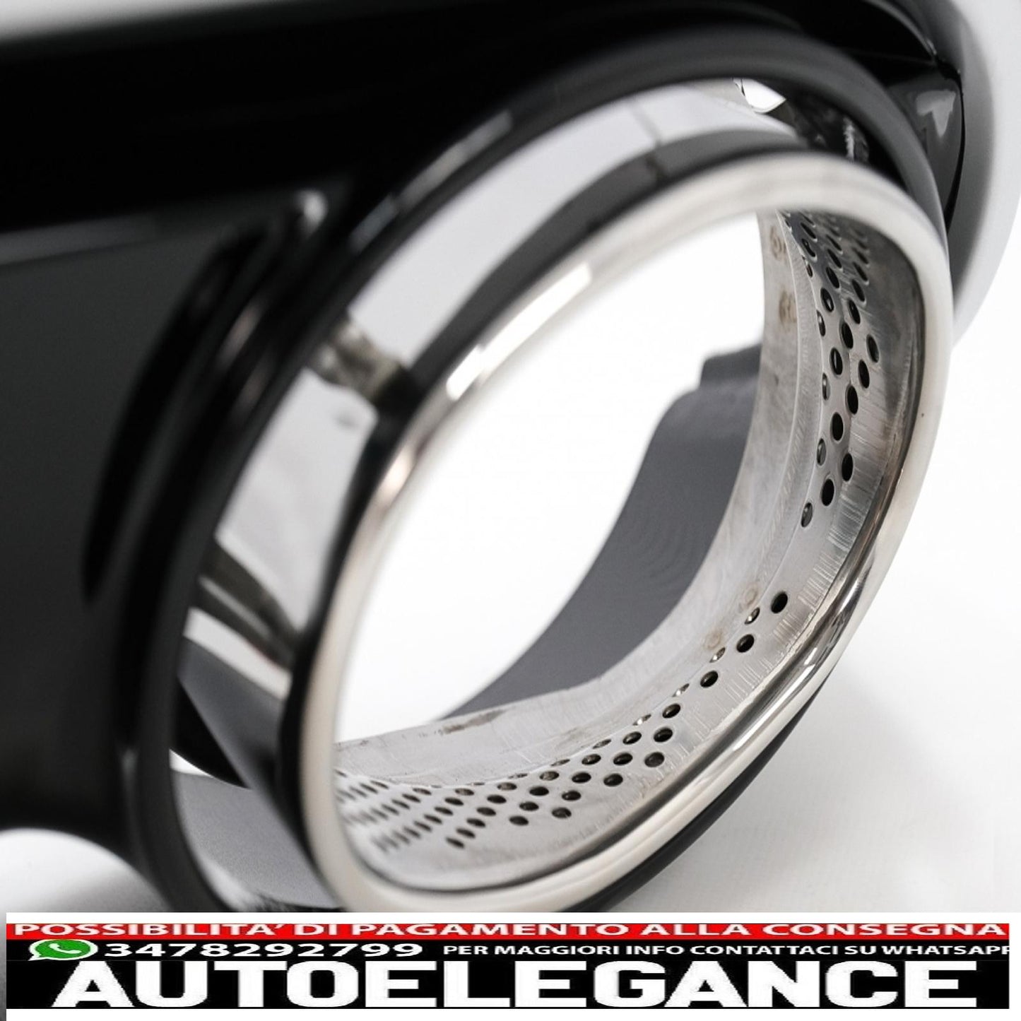 rear bumper diffuser suitable for audi a4 b8 limousine avant pre restyling (2007-2011) with rs4 design exhaust tips and piano black central grille