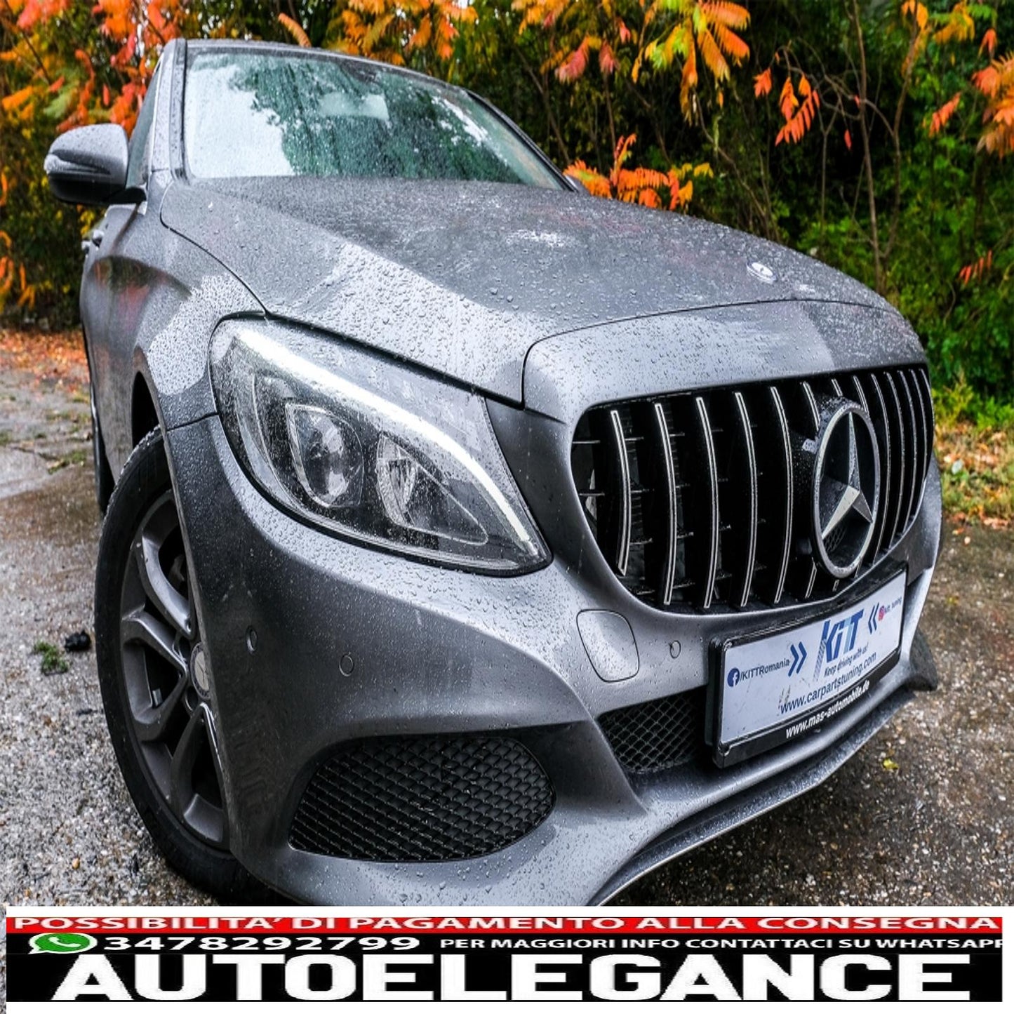 front grille suitable for mercedes c class w205 s205 c205 a205 (2014-2018) gt-r design panamericana chrome without camera