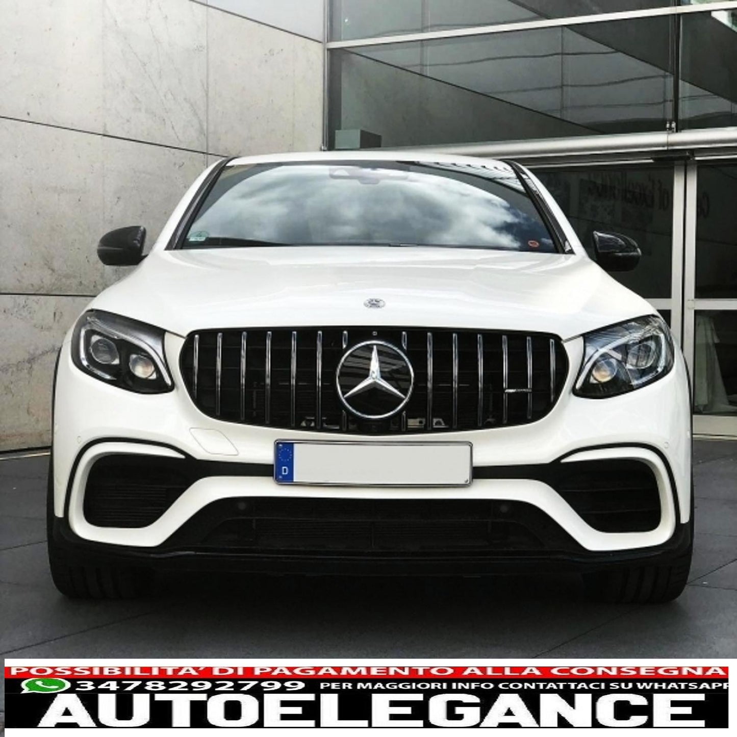 front center grille suitable for mercedes glc x253 c253 (2015-2018) gt r panamericana look chrome