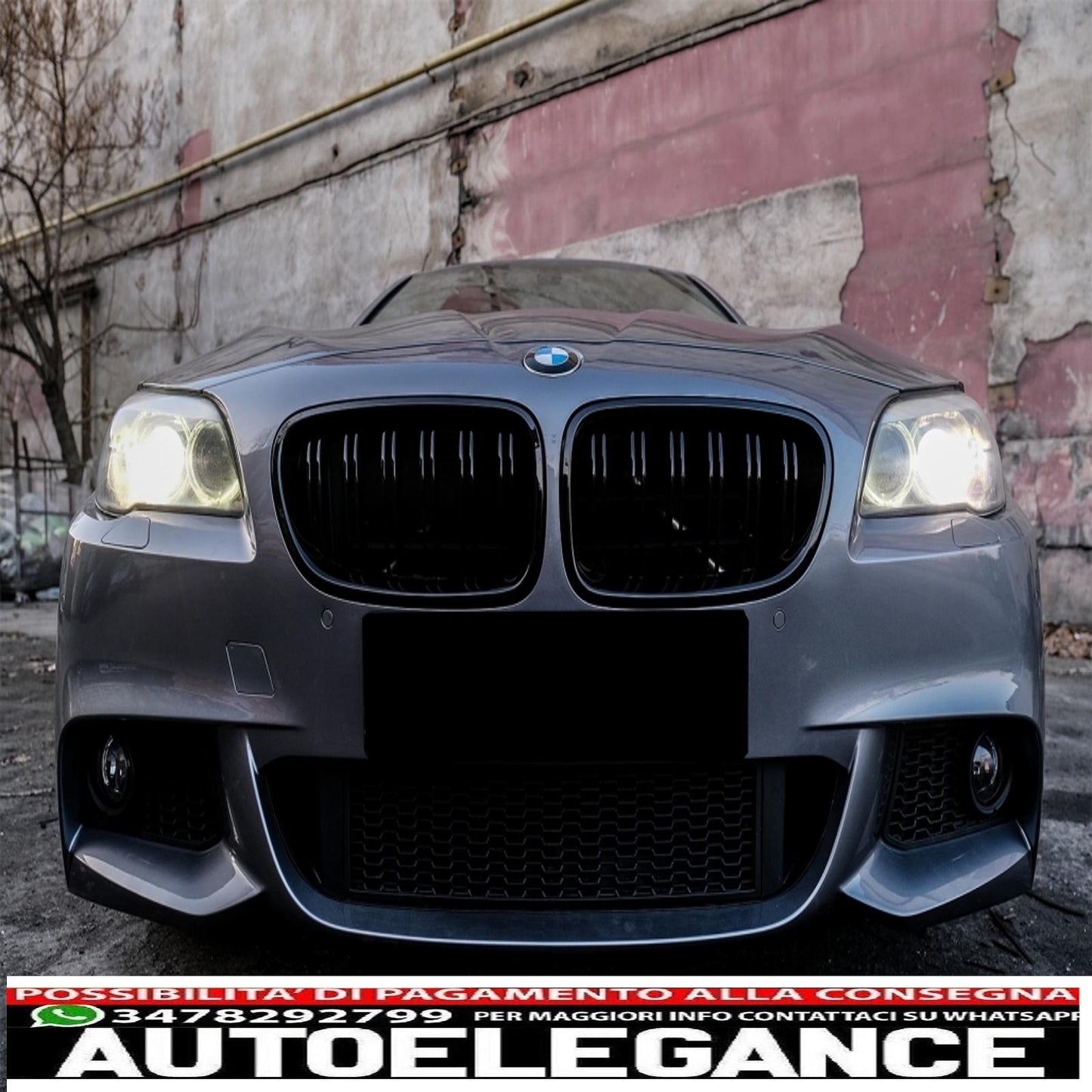 Front bumper suitable for bmw f10 f11 5 series (2011-2014) m-technik design with smoked fog lights
