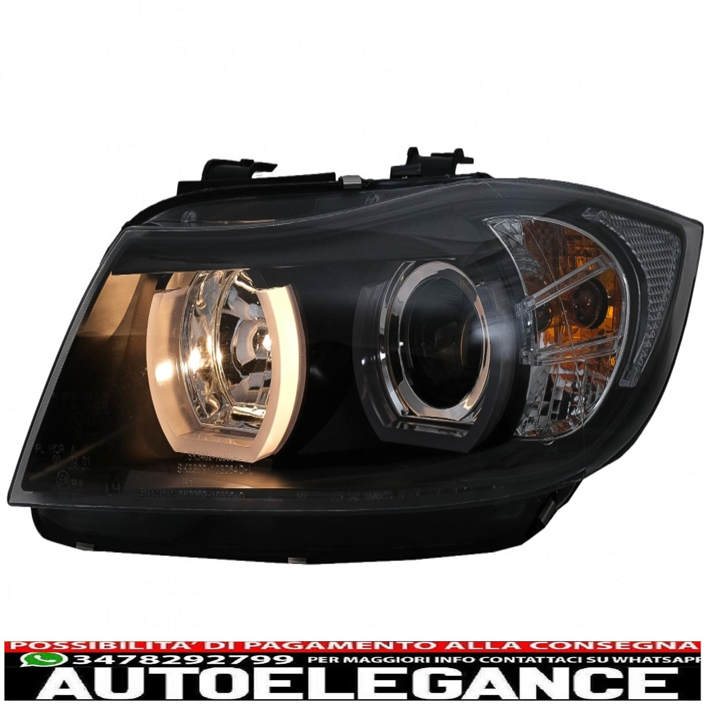 u-led 3d halogen headlights suitable for bmw 3 series e90 limousine e91 touring (03.2005-08.2008) left black