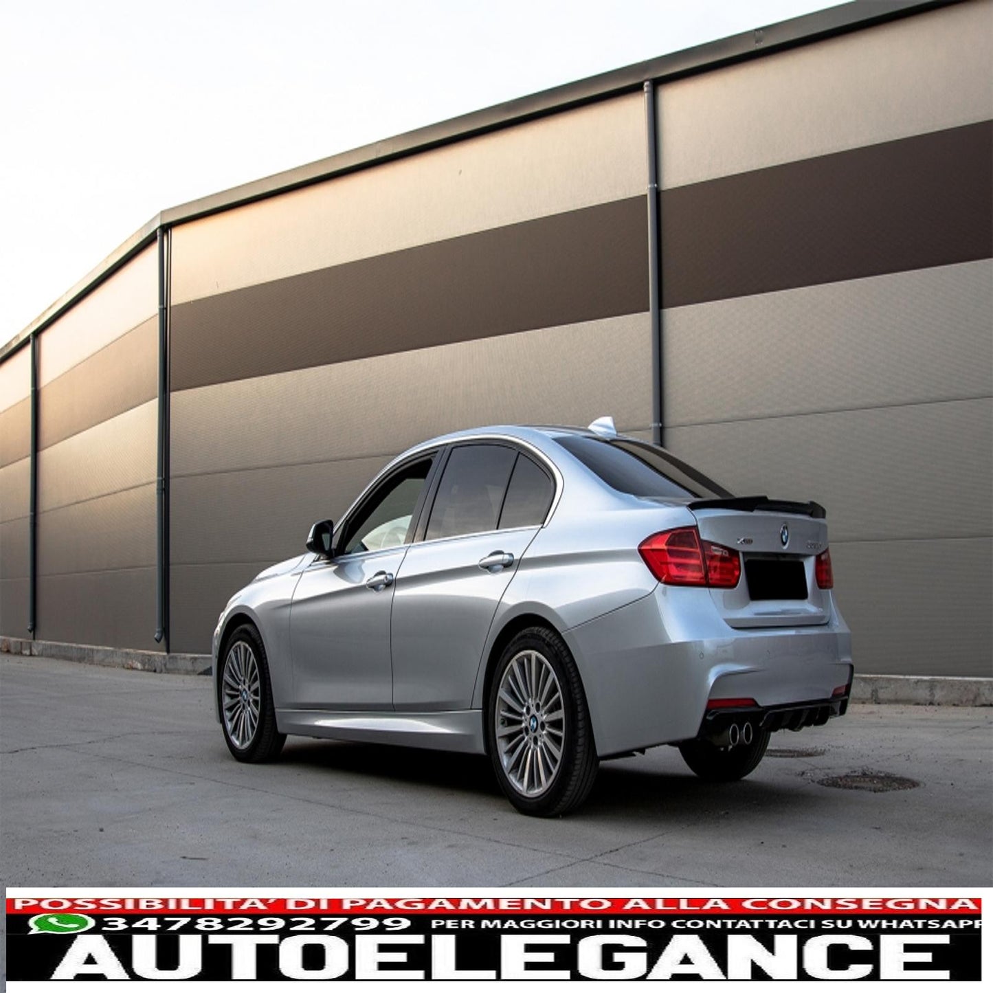 Spoiler paraurti posteriore pianoforte diffusore mantovana nero adatto per BMW Serie 3 F30 F31 (2011-up) Design M-Performance Doppia uscita sinistra