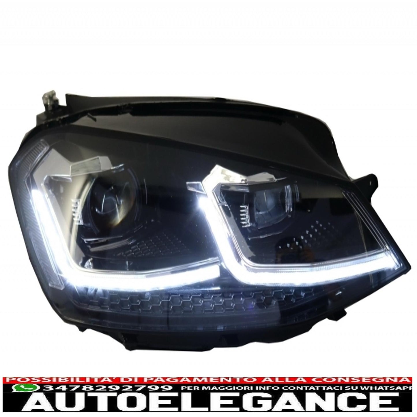 front bumper and led headlights suitable for vw golf 7 vii (2012-2017) rhd facelift g7.5 r line look dynamic sequential direction indicators