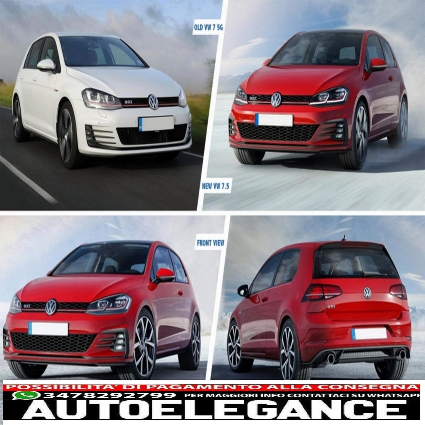 Front bumper suitable for vw golf vii 7.5 (2017-2020) gti look