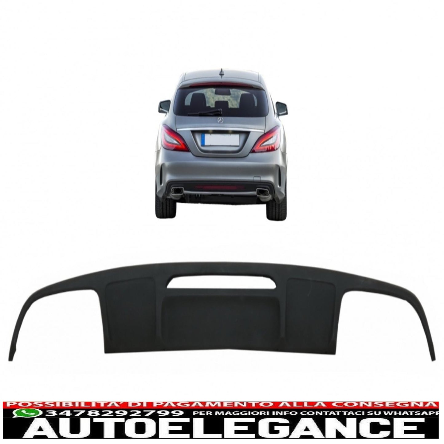 diffusore paraurti posteriore adatto per mercedes cls berlina w218 (2012-2017) solo per paraurti standard