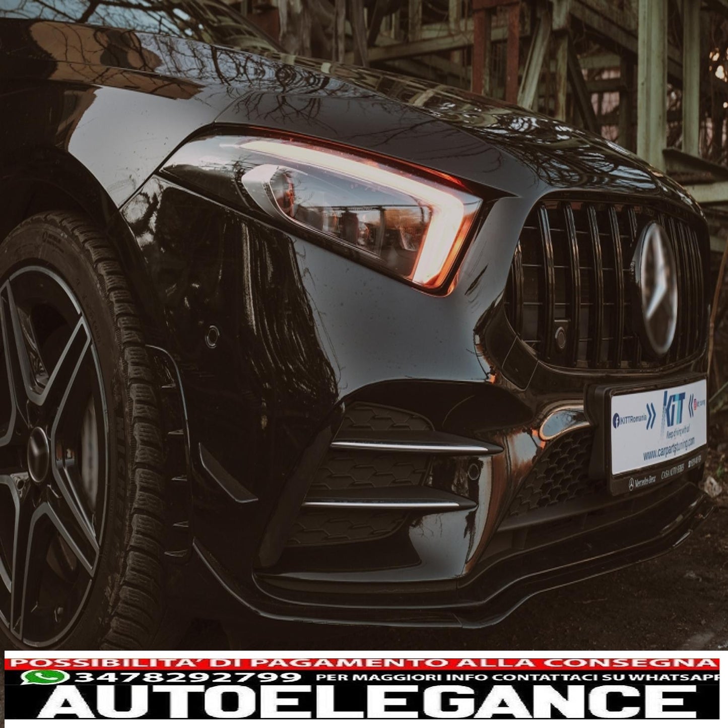 central grille suitable for mercedes a-class w177 hatchback v177 sedan (04.2018-up) gt-r design panamericana black